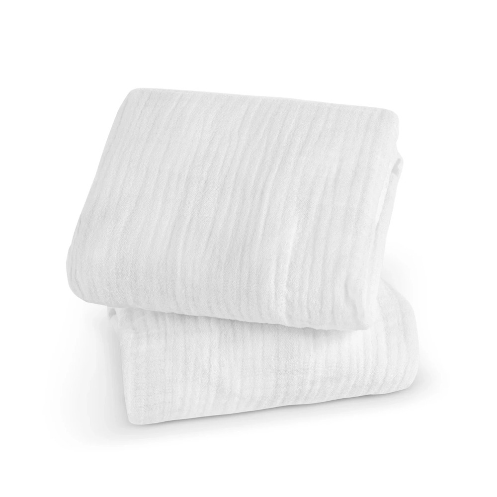 UPPAbaby Organic Cotton Bassinet Bunting Muslin Covers for Remi - White - 2pk